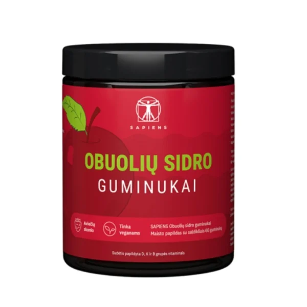 Obuolių sidro guminukai SAPIENS su saldikliais, 60 gumin.