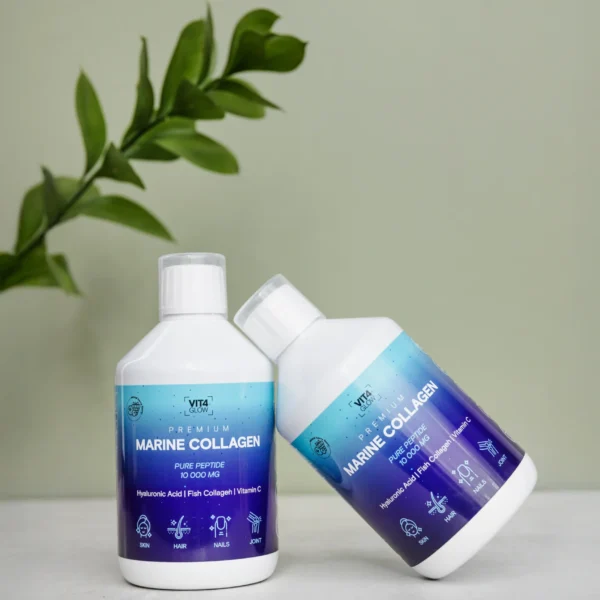 Hidrolizuoto kolageno rinkinys VIT4 GLOW – maisto papildas su saldikliais 500 ml x 2 vnt.