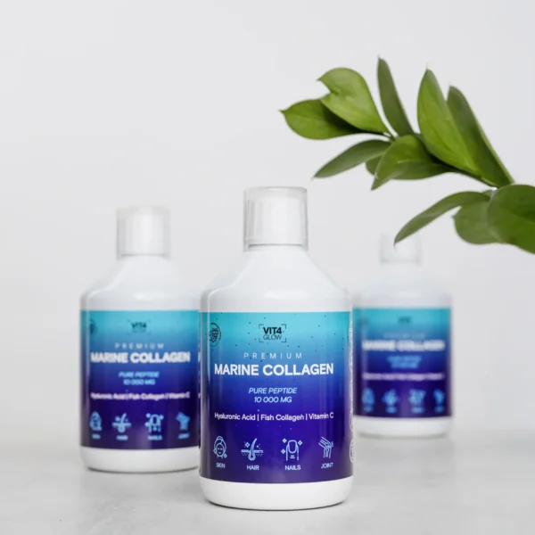 Hidrolizuoto kolageno rinkinys VIT4 GLOW – maisto papildas su saldikliais 500 ml x 3vnt.